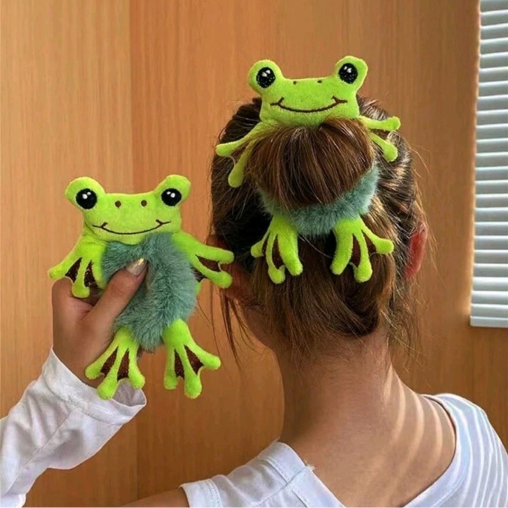NEW Frog Plush Hair Scrunchie/Bracelet - 1 Piece